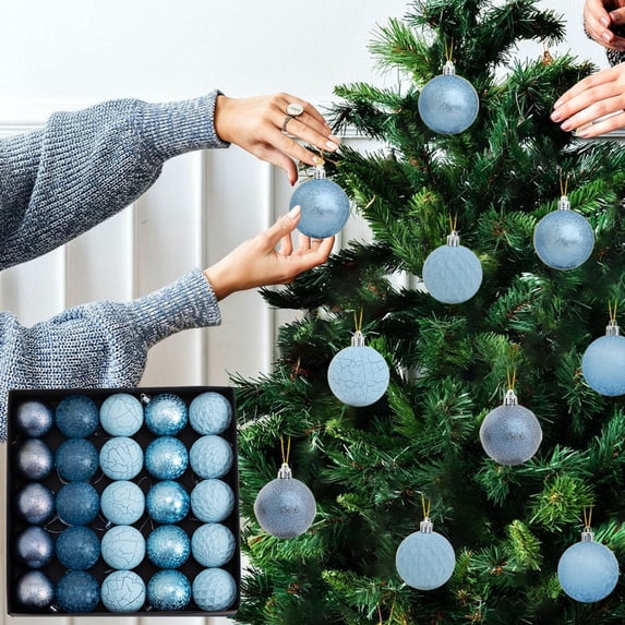 25pcs 6cm Ice Blue Christmas Balls - Tree Decor