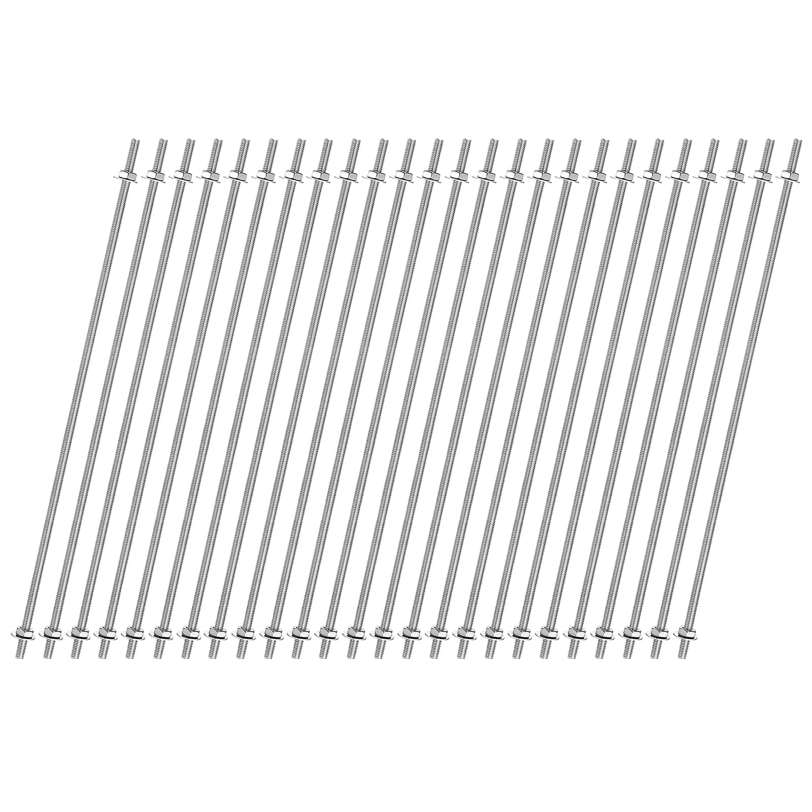 25pcs 8/32 Inch Threaded Rods with Hex Nuts and Washers 18 Inch Rod, Silver
