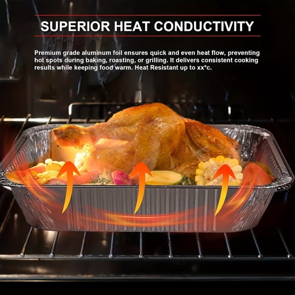25pcs 9x13 Inch Aluminum Foil Pans with Lids, Disposable Half Size Deep Steam Table Trays for Baking, Roasting, Grilling, Chafing, Cooking and Food Storage