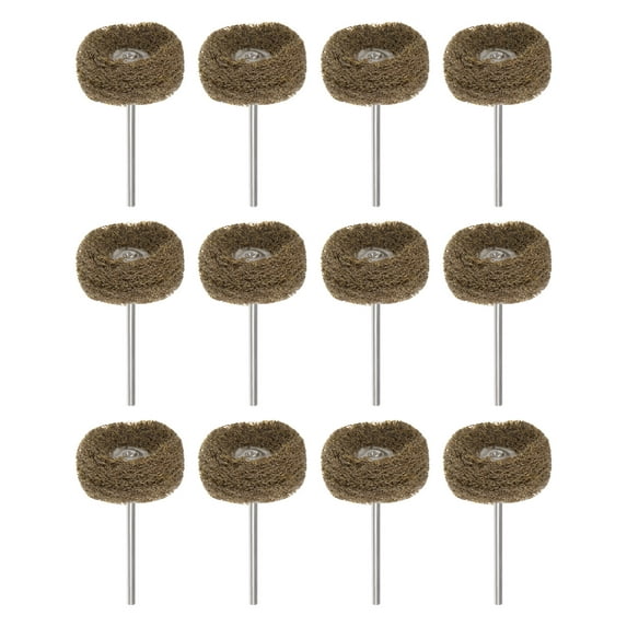 25pcs Abrasive Wheel 1 Inch 120 Grit 3/32" Shank Multi-layer Scraping Pad, Yellow