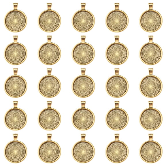 25pcs Alloy Pendant Cabochon Settings Plain Edge Bezel Cups DIY Findings for Jewelry Making Golden Tray: 24.5mm 37x28x6.5mm Hole: 6x4mm