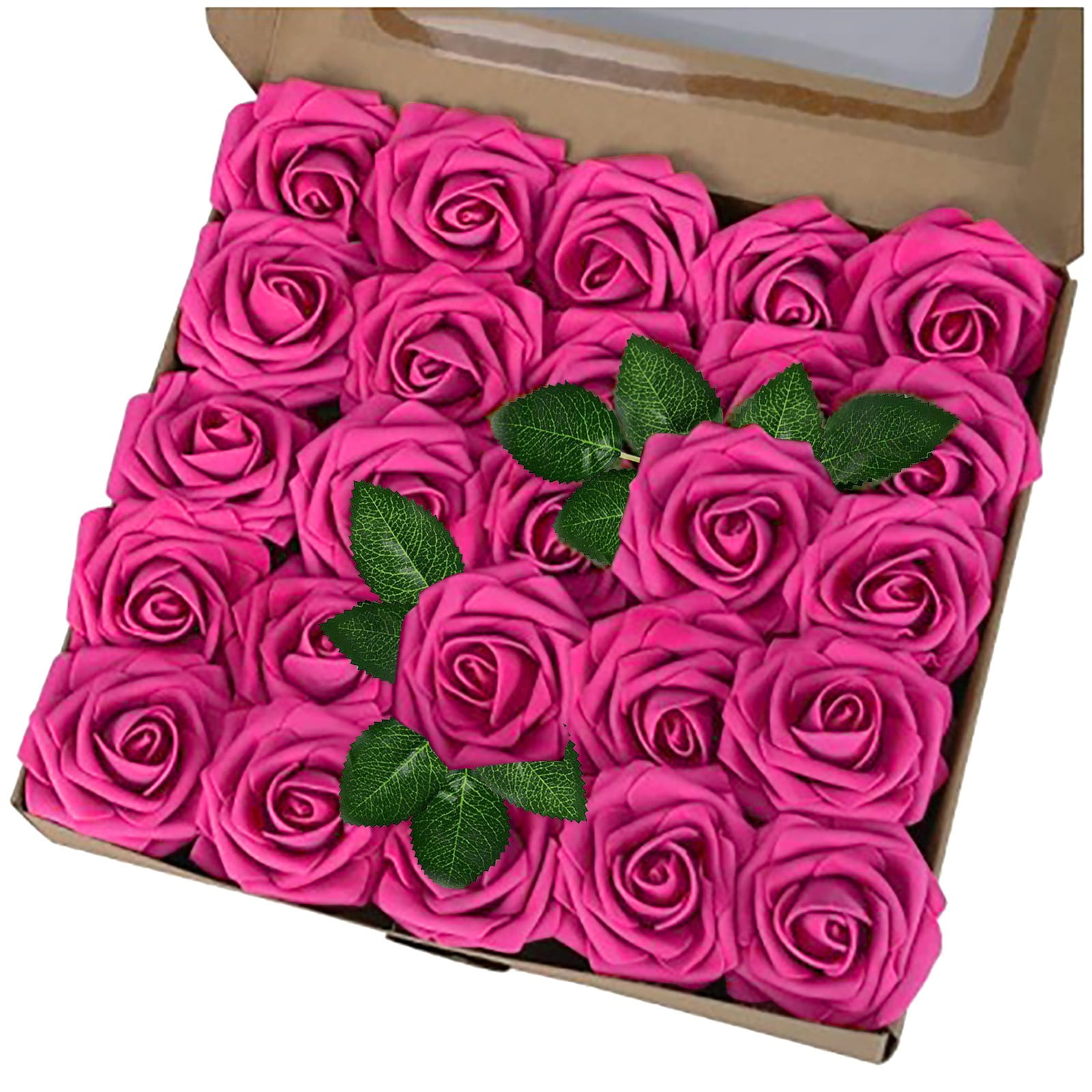 25pcs Artificial Flower Foam Rose Real Touch Roses Flower Heads with ...