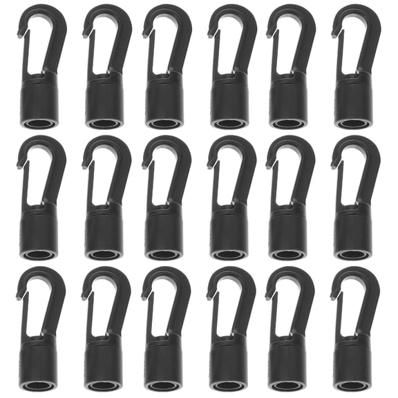 Yardwe 25Pcs Wear Resistant Black Bungee Cord Hooks Plastic Hooks for Home and Outdoor Activities