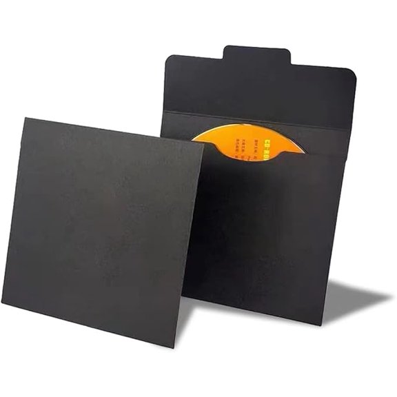 25pcs CD DVD Sleeves Black Kraft Paper DVD Envelopes,Cardboard Envelopes Storage Holder Covers for CD/DVD Packaging