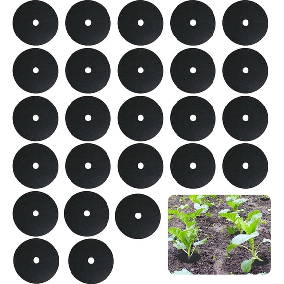 25pcs Cabbage Plant Collars for Plants Slug Deterrent 5.9 Inch (15 Cm) Diameter Round Mulch Ring for Deters Root Flies Nematodes Slugs Snails and Weeds at Roots of Plants