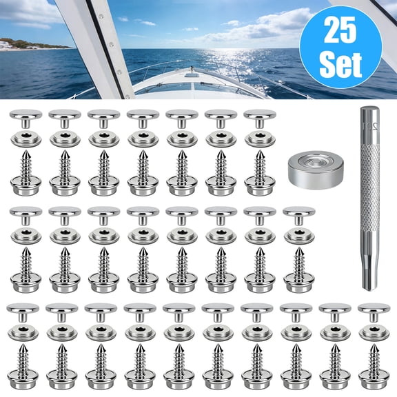 25pcs Canvas Snap Kit, EEEkit Metal Snap Fasteners Kit Snap Button Set with Perforation Tool for Canvas, Leather, Tarps and Boat Covers