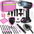 thumbnail image 1 of 25pcs Car Cleaning Kit, Pink Interior Detailing Kit with High Power Vacuum Portable Cordless, Handheld Vacuum Cleaner for Home, Car, Pet Hair, Keyboard, Complete Auto Accessories for Gift, 1 of 8