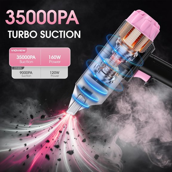 25pcs Car Cleaning Kit, Pink Interior Detailing Kit with High Power Vacuum Portable Cordless, Handheld Vacuum Cleaner for Home, Car, Pet Hair, Keyboard, Complete Auto Accessories for Gift