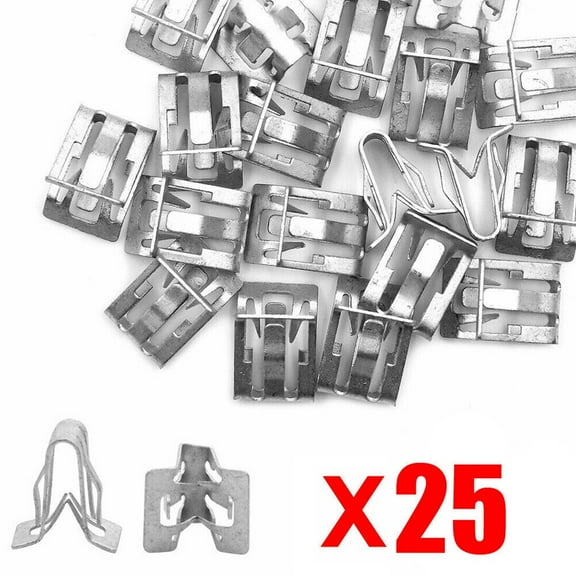 25pcs Car Dashboard Side Panel Audio Clips Metal Fastener Clips 1/2" X 5/8" Car Fixer Trim Strip Accessories
