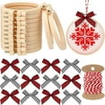 thumbnail image 1 of 25pcs Christmas Embroidery Kit DIY Christmas Decorations Kit Embroidery Hoop Bamboo Hoop, Bowknot, Cotton Rope for DIY, 1 of 5