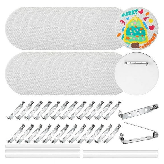 25pcs DIY Pin Buttons Painting Canvas Board with Pins Make Your Own Button Making Blanks for
