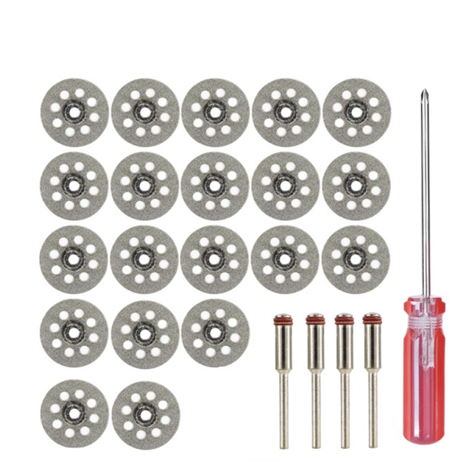 20-Pack 545 Diamond Cutting Wheel Discs 22mm With 402 Mandrel 3mm & Screwdriver – For Dremel Rotary Tools – High-Efficiency Cut-Off Wheels With Cooling Holes