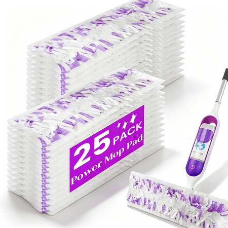 25pcs ?Disposable Heavy-Duty Power Mop Pads Refills for SwifferPower Mop,Replacement Floor Cleaning Refills, Non-Washable & Unscented, Compatible with PowerMop (Quick-Absorb, No Residue)