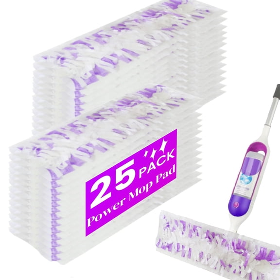 25pcs Disposable Heavy-Duty Power Mop Pads Refills for SwifferPower Mop,Replacement Floor Cleaning Refills, Non-Washable & Unscented, Compatible with PowerMop (Quick-Absorb, No Residue)