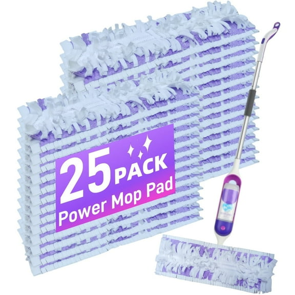 25pcs Disposable Heavy-Duty Power Mop Pads Refills for SwifferPower Mop,Replacement Floor Cleaning Refills, Non-Washable & Unscented, Compatible with PowerMop (Quick-Absorb, No Residue)