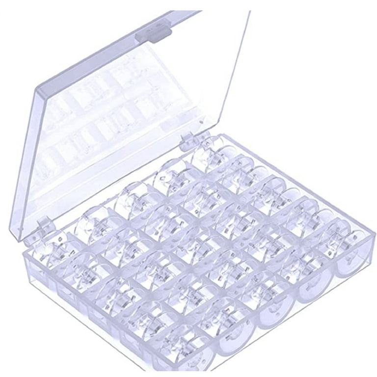 25pcs EEEkit Transparent Plastic Sewing Machine Bobbins Spools with Case  Fit for Brother Singer Babylock Janome Kenmore 