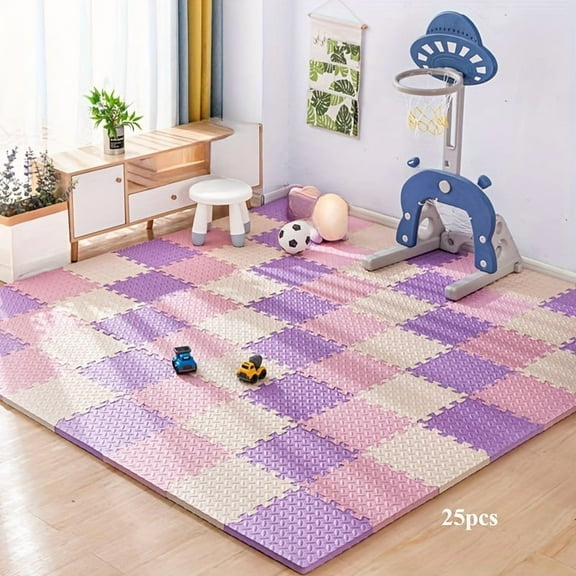 25pcs EVA Foam Floor Mat Splicing Interlock Pad Thickening Household Bedroom Room Balcony Floor Mat Outdoor Training Mat, Without Battery