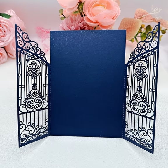 25pcs Elegant Glitter Laser Cut Wedding Invitations - Customizable for Weddings, Anniversaries, and Celebrations