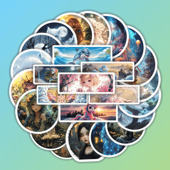 25pcs Fantasy Magical Adventure Sticker Set for Notebook Phone Decoration Creative Fun Durable Waterproof Artistic Style Dreamlike Theme