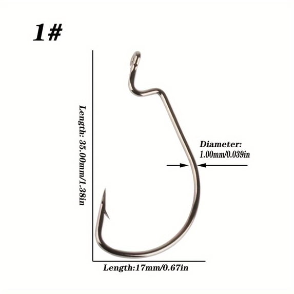 25pcs Fishing Hooks Worm Hooks Bass Hooks Crank Hook, 2X Senko Texas Fishing Hooks Fishing Tackle For Bass Trout Saltwater Freshwater, Size: 8# 6# 4# 2# 1# 1/0 2/0 3/0 4/0 5/0
