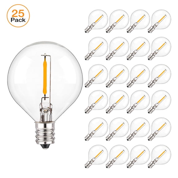 G40 LED Light Bulbs 1W E12 Base, 2200K Ultra Warm Yellow, Dimmable LED Globe Bulb for Vintage Lamps & Decorative Fixtures, 25Pack