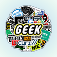 thumbnail image 1 of 25pcs Geek Programmer Humor Sticker Set for Laptops Luggage Journals Decoration Creative Developer Exclusive Minimalist Style Gift, 1 of 6