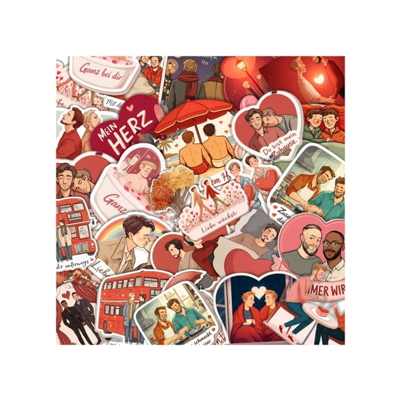 25pcs German Germany Valentine Love Sticker Pack, Waterproof Vinyl Decals for Laptops, Journals, Water Bottles, Luggage