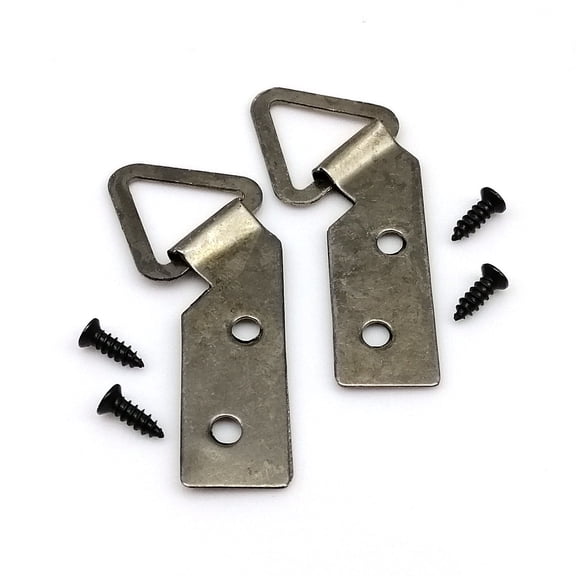 25pcs Gun Black Metal Iron Slanted Bent Triangle D-Ring Hanging Photo Oil Painting Picture Frame Hanger Hook with enough screws