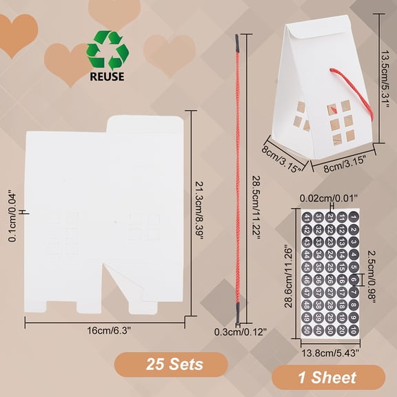 25pcs House Gift Box Small Treat Boxes White Gift Wrapping Box Paper Box DIY
