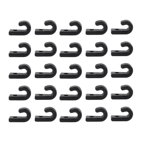 25pcs J Hooks Black Nylon Lashing Hooks for Kayak Bungee Cord Canoes Boats Accessory