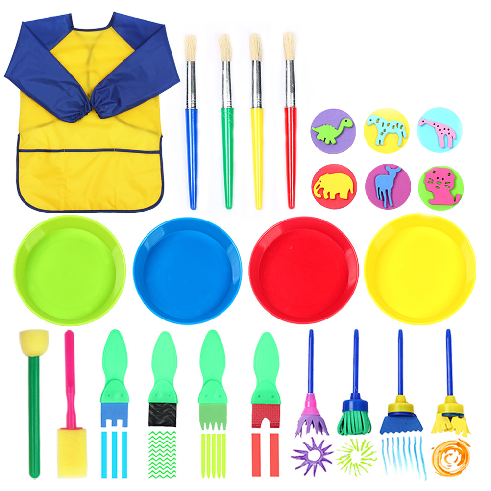 25pcs Kids Painting Brushes Kit DIY Sponge Paint Brush Early Learning