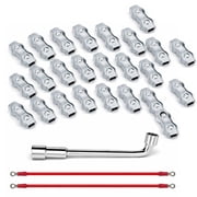 25pcs M5 Poly Rope Connectors Wires Splicer Galvanized Steel Connector Kit,Double Grips Cable Clamps Wires Splicer,Electric Fence Rope Connection