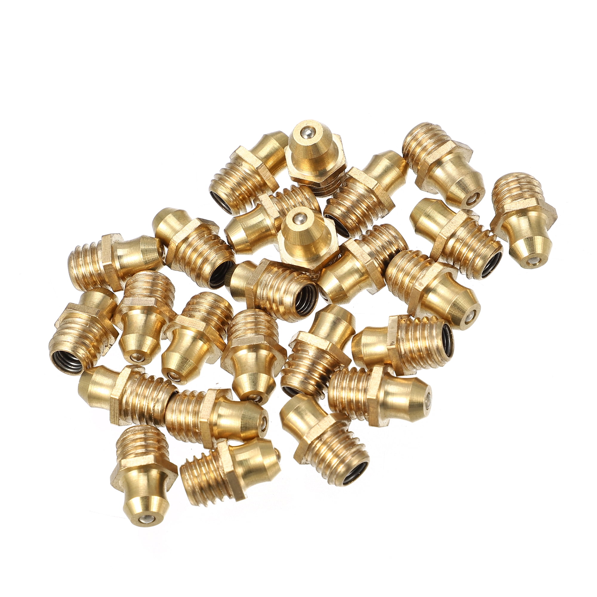 25pcs M8x1.25 Grease Nipple Fitting Straight 180 Degree Angle Brass
