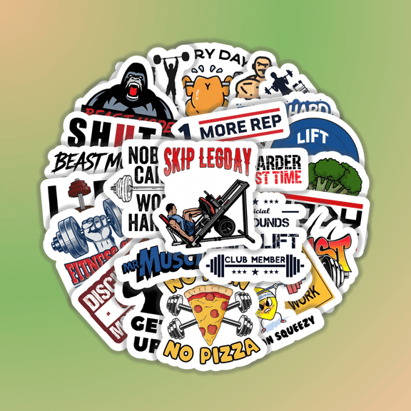 25pcs Male Fitness Stickers Creative Design Gym Workout Fun Decorations for Journals Laptops Phones Motivational Quotes