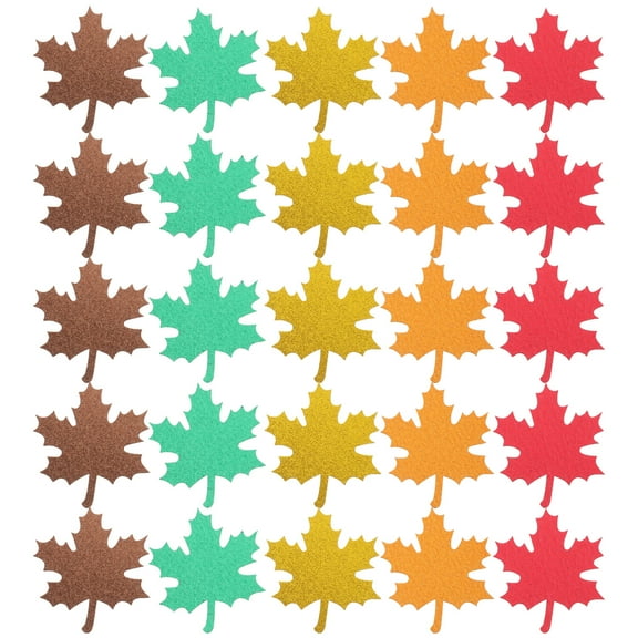 OUNONA 25Pcs Glitter Maple Leaf Ornaments, Autumn Fall Decor Cutouts for Home, Party, Thanksgiving Decoration