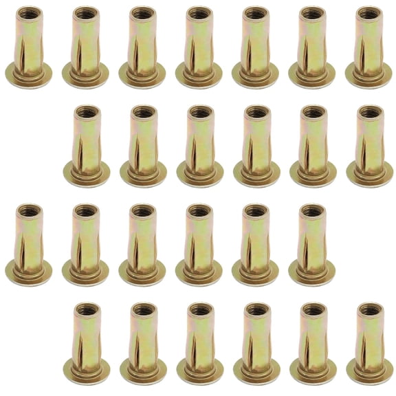 25pcs Multi-Grip Rivet-Nut Pre Bulbed Threaded Inserts, M8 Heavy Duty Nutsert, Flat Head Slotted Carbon Steel Fasteners Inserts