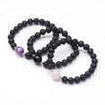 thumbnail image 1 of 25pcs Natural Lava Rock Beaded Stretch Bracelets with Natural Mixed Gemstone Beads 2-1/8 inch(53mm), 1 of 4