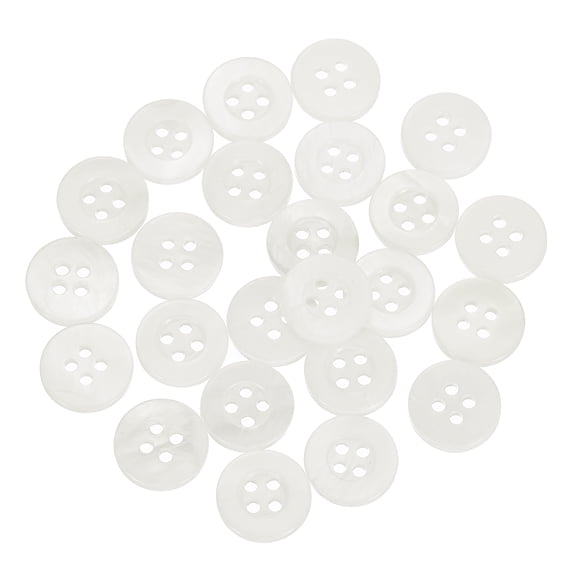 25pcs Natural Shell Buttons, 4 Hole Mother of Pearl Buttons 11.5mm Sewing Craft Buttons for Shirt Sewing DIY Crafts Decoration, Bright White