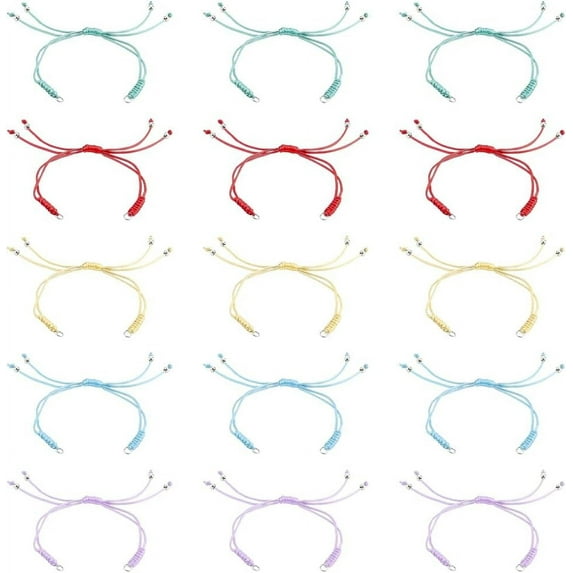 25pcs Nylon Cord Adjustable Thread Bracelets Mixd Colors Nylon String with Brass Beads 304 Stainless Steel Jump Rings for DIY DIY Bracelets Charms Jewelry Making