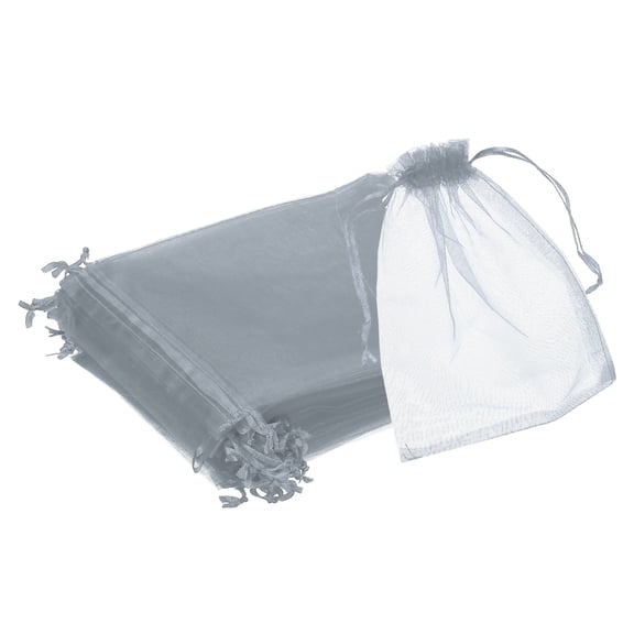 25pcs Organza Bags 6x8  Drawstring Favor Pouches Sheer Mesh Bag Grey