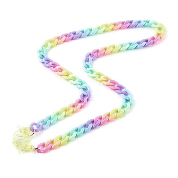 25pcs Personalized Rainbow Acrylic Curb Chain Necklaces Eyeglass Chains Handbag Chains with Plastic Lobster Claw Clasps Colorful 25.78 inch(65.5cm)