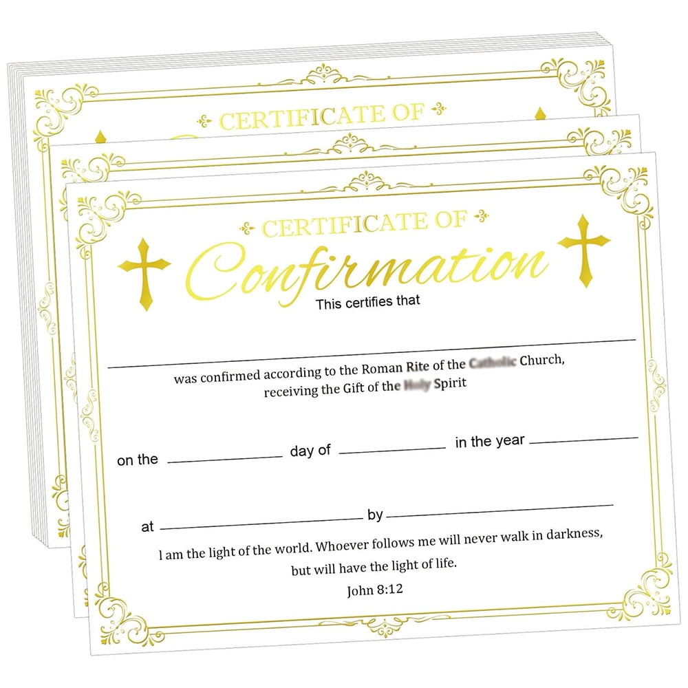 25pcs Religious Confirmation Certificate Baptism Certificates Cards 8x10 Inch Baby Dedication Award Certificate for Church Christening Recognition
