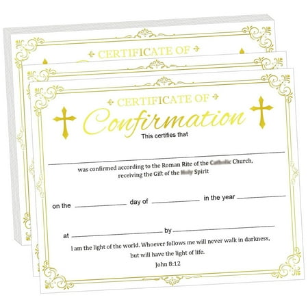 25pcs Religious Confirmation Certificate Baptism Certificates Cards 8x10 Inch Baby Dedication Award Certificate for Church Christening Recognition