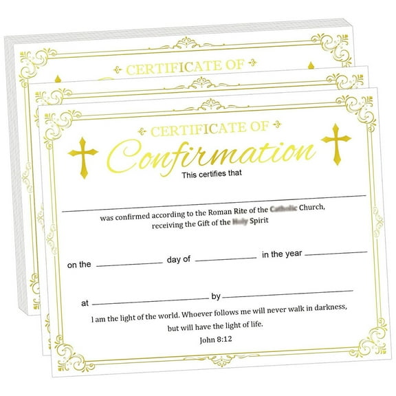 25pcs Religious Confirmation Certificate Baptism Certificates Cards 8x10 Inch Baby Dedication Award Certificate for Church Christening Recognition