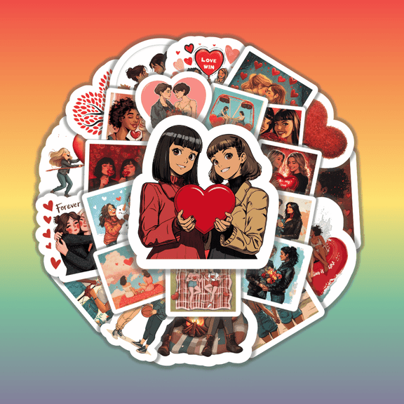 25pcs Romantic Valentine Stickers Rainbow Style LGBTQ Lesbian Couple Love Decoration for Journals Luggage Creative Gift