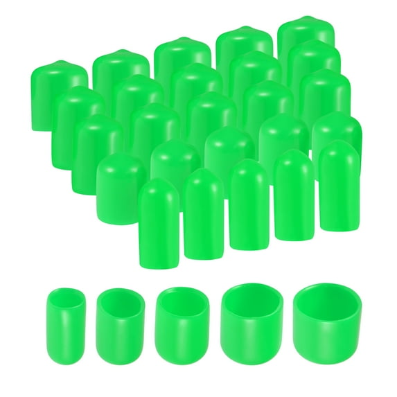 25pcs Round Rubber End Caps 1/4" 3/8" 1/2" 3/4" 7/8" Green Vinyl Cover Screw Thread Protectors