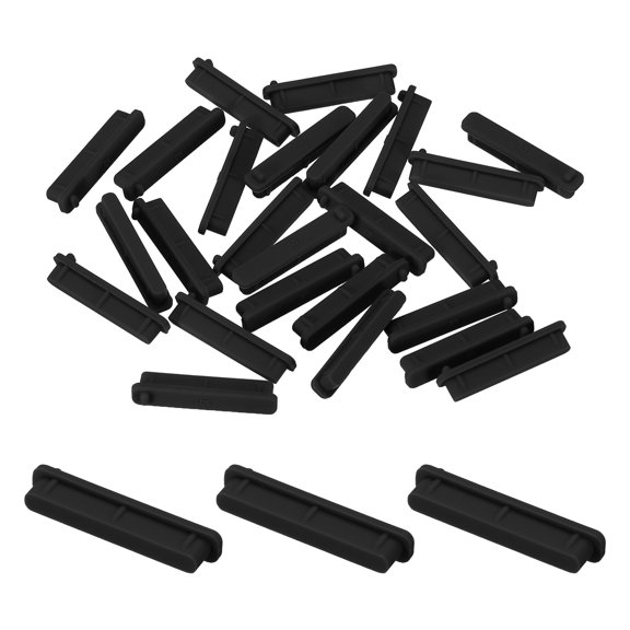 25pcs SD Port Duct Covers Caps Silicone Plug Protector for Laptop Camera Female SD Plug, Black