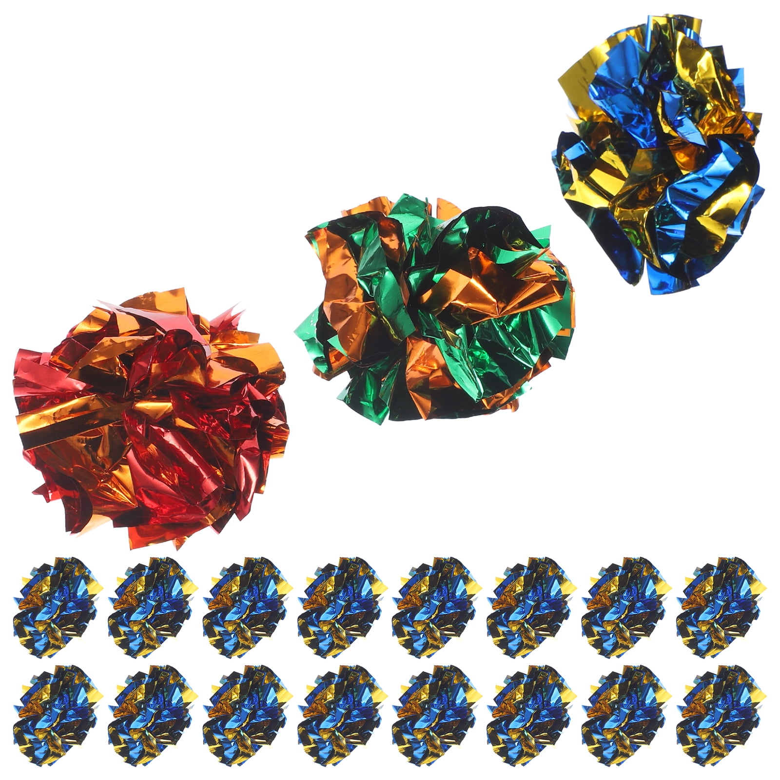 25pcs Shiny Metallic Balls Crinkle Balls Cat Toys Funny Crinkle Ball