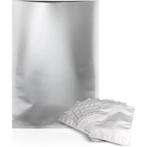 25pcs Silver Mylar Flat Bags Aluminum Foil Packaging Bag Bulk Food Storage Pouch 10x24