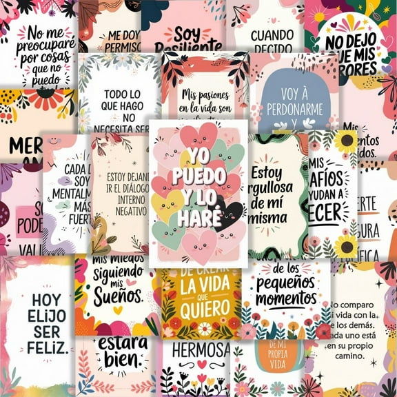 25pcs Spanish Inspirational Sticker Set: Positive Quotes for Journals, Perfect for Decoration, Inspire Growth, Boost Confidence, Happiness and Life Stickers!